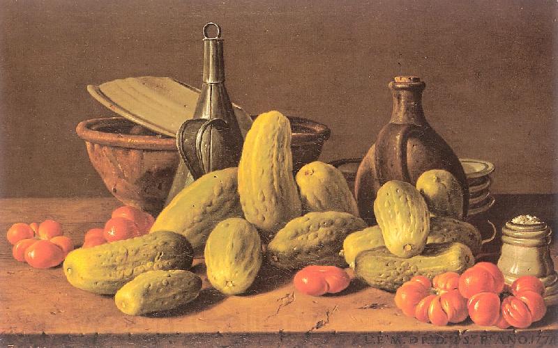 Melendez, Luis Eugenio Still Life with Cucumbers and Tomatoes France oil painting art